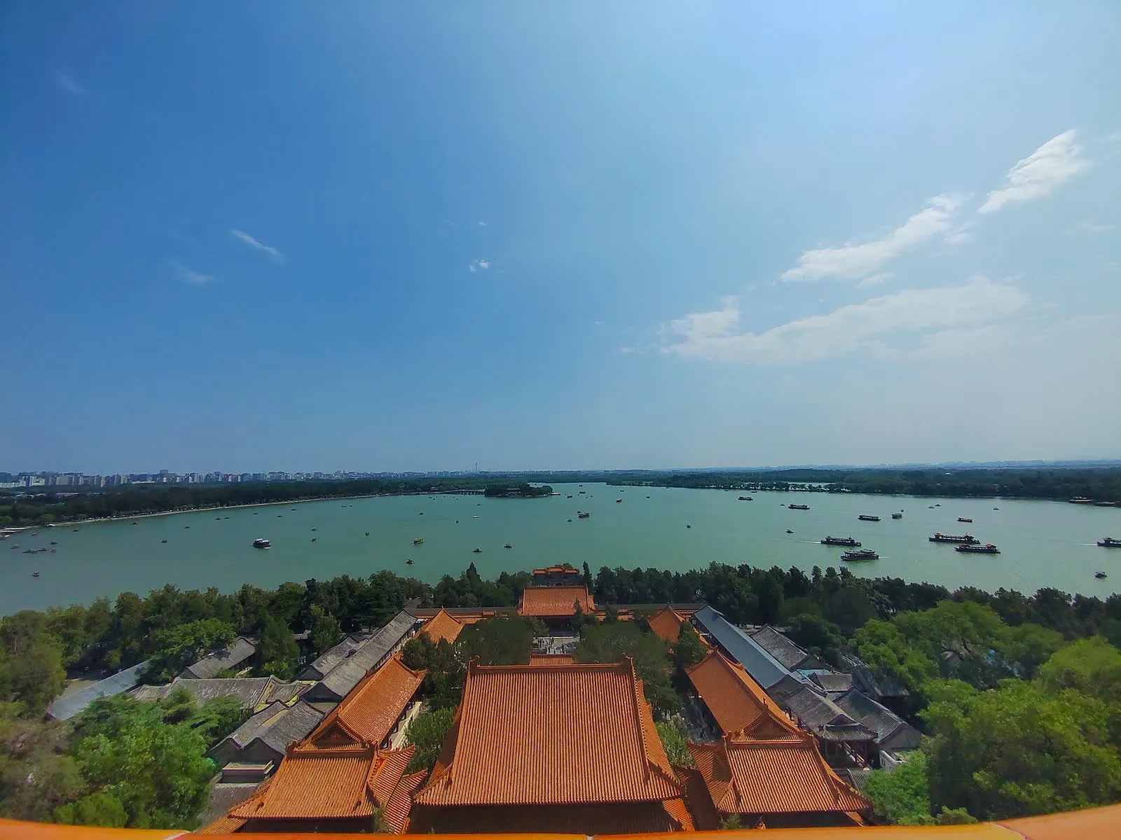 Kunming Lake at the Summer Palace with Longevity Hill and its pagoda buildings on the far shore